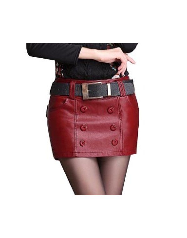 HugMe.fashion Formal Classic Leather Short in Red Color SH11