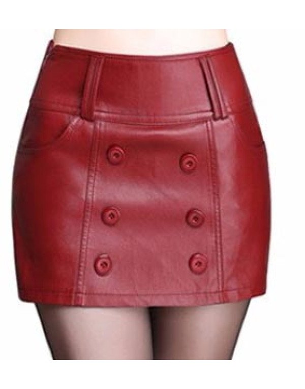 HugMe.fashion Formal Classic Leather Short in Red Color SH11