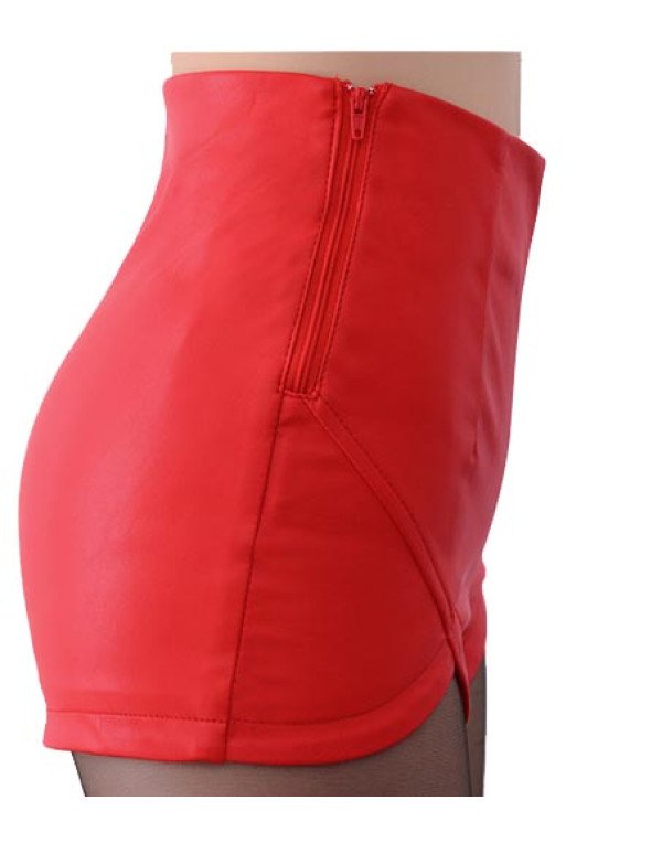 HugMe.fashion Genuine Leather Biker Red Short SH3