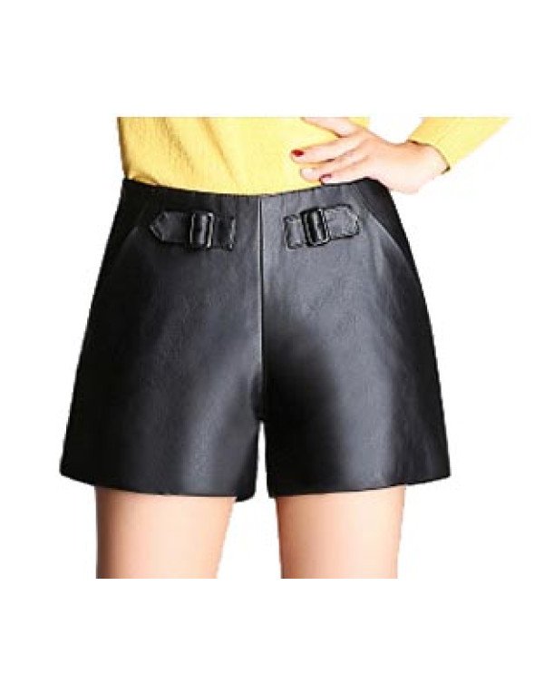 HugMe.fashion Sheep Leather Short For Women In Black Color Slim SH7