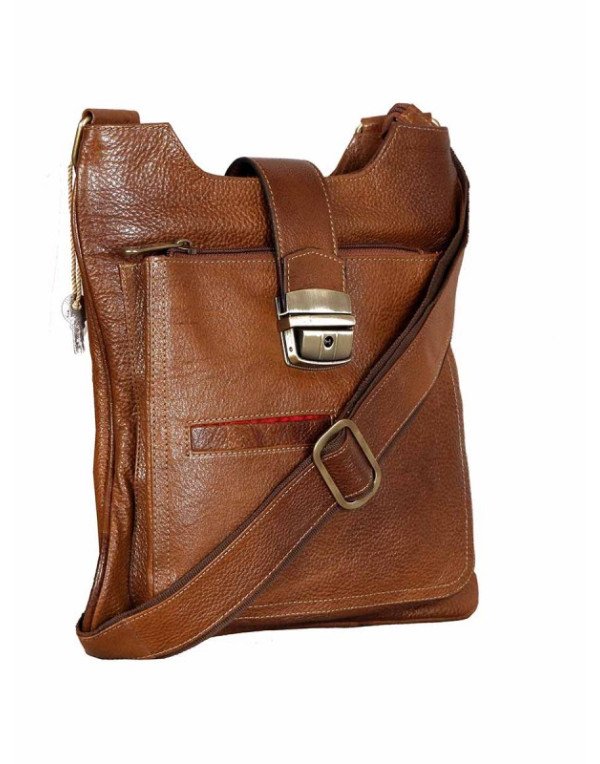 Genuine Leather Brown Designer Cross Body Reporter...