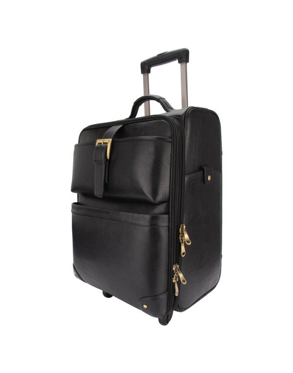 Handmade Full Grain Leather Trolley Bag Luggage Bag With Wheels