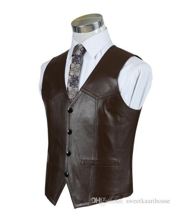 Genuine Sheep Leather Formal Waistcoat for Men in ...