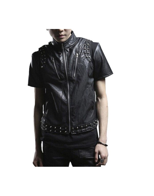 Genuine Sheep Leather Casual Waistcoat for Men in ...