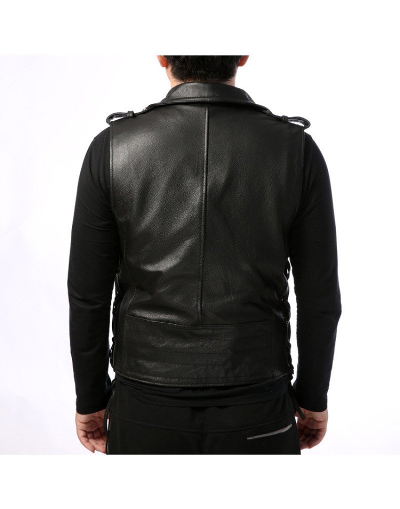 Waistcoat leather jacket cheap