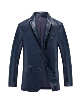 HugMe.fashion Leather Blazer in Blue Color Lambskin Leather Coat JKB03 